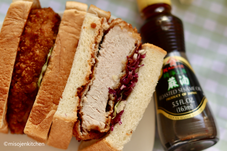 Katsu sando with sesame cabbage slaw and sesame sauce